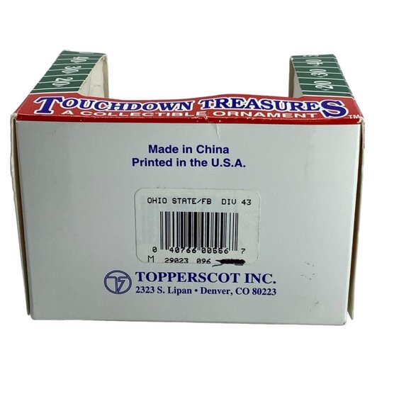 The Ohio State Football Christmas Ornament Touchdown Treasures Topperscot 3.5" - Picture 4 of 5